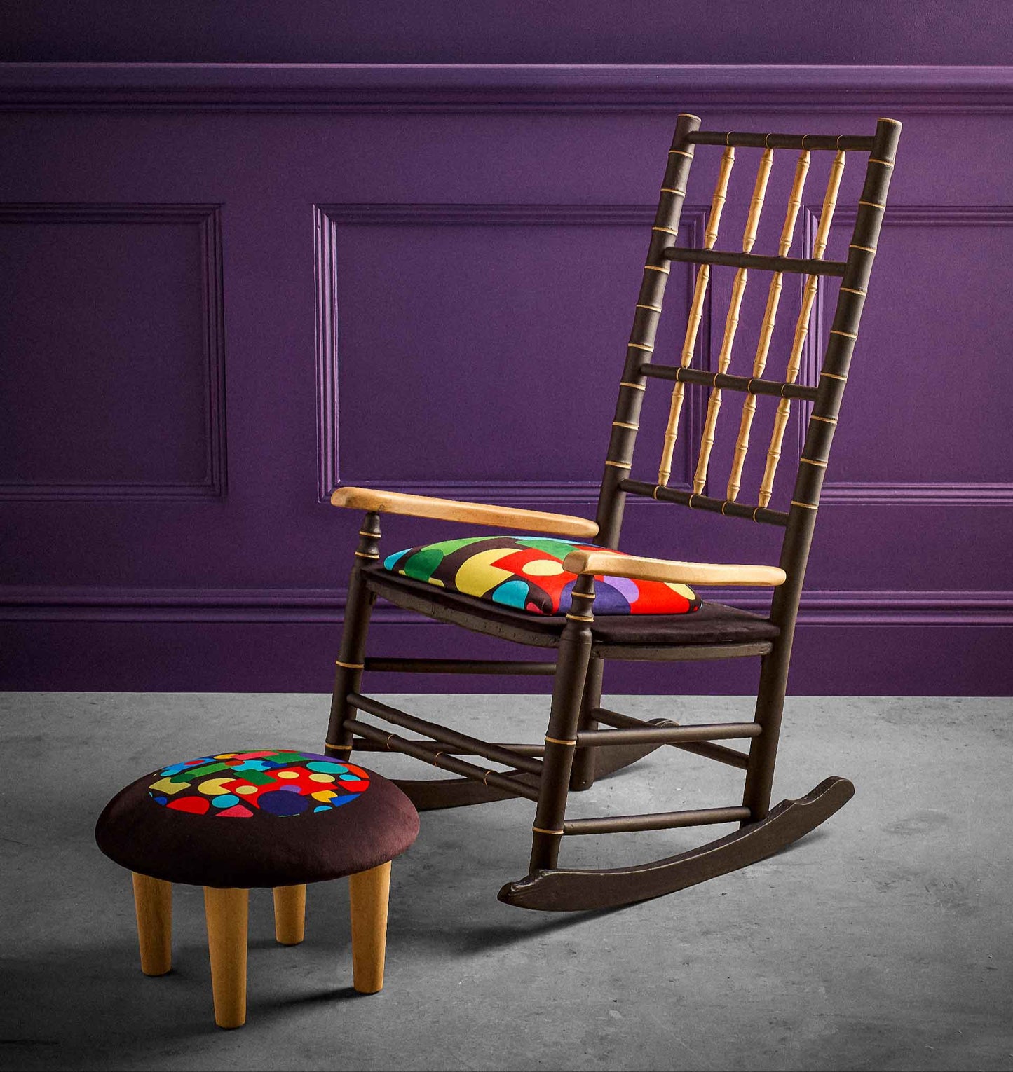 Bamboo Rocking Chair & Footstool