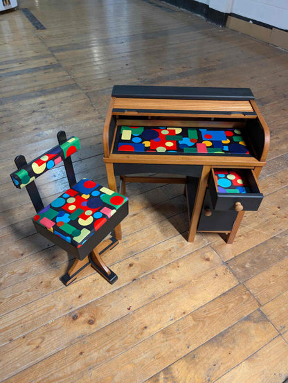 Children’s Roll Top Bureau & Swivel Chair