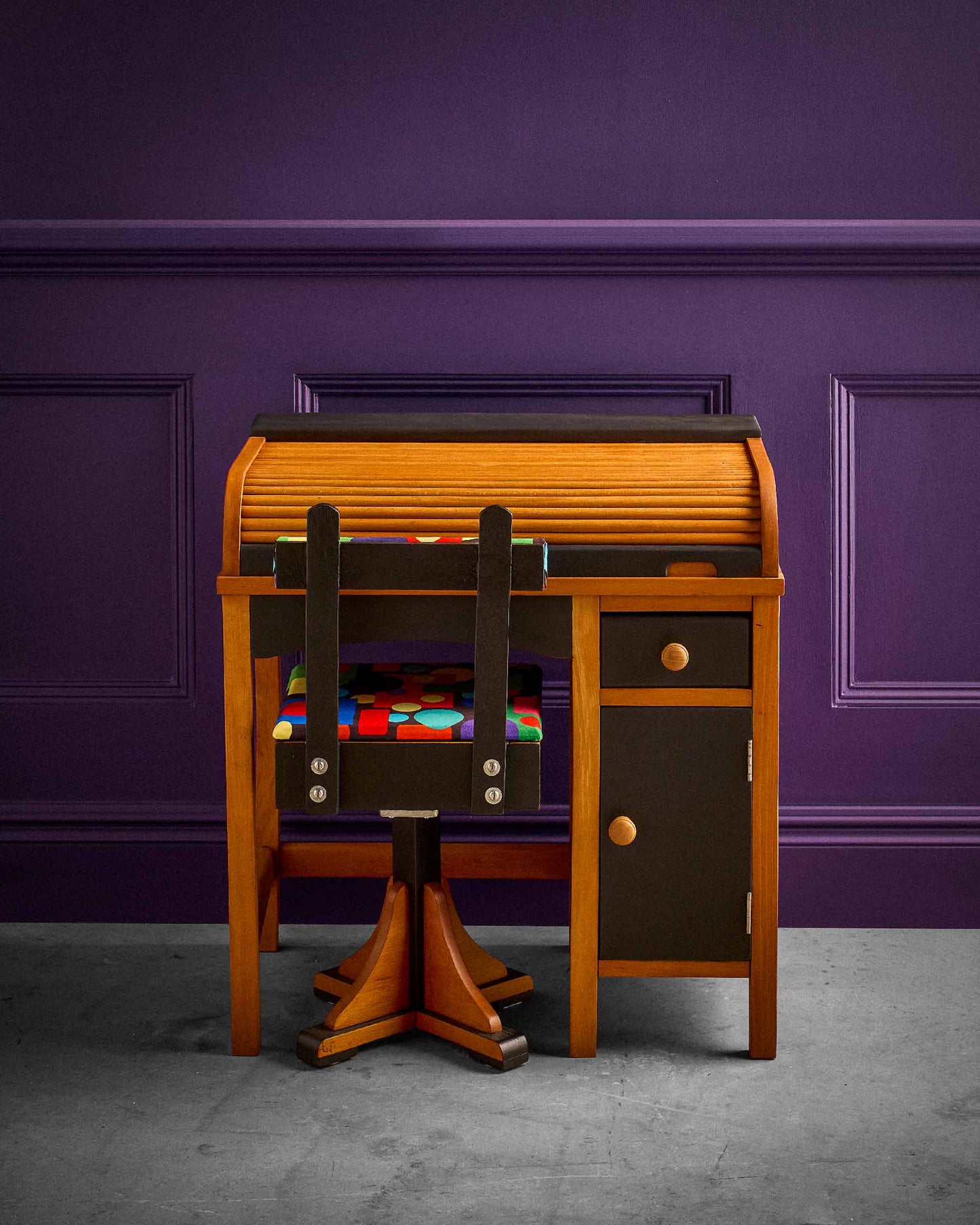 Children’s Roll Top Bureau & Swivel Chair